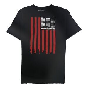 Vlado Mens Keep on Dancing Flag Graphic T-Shirt, Black, XL, DM